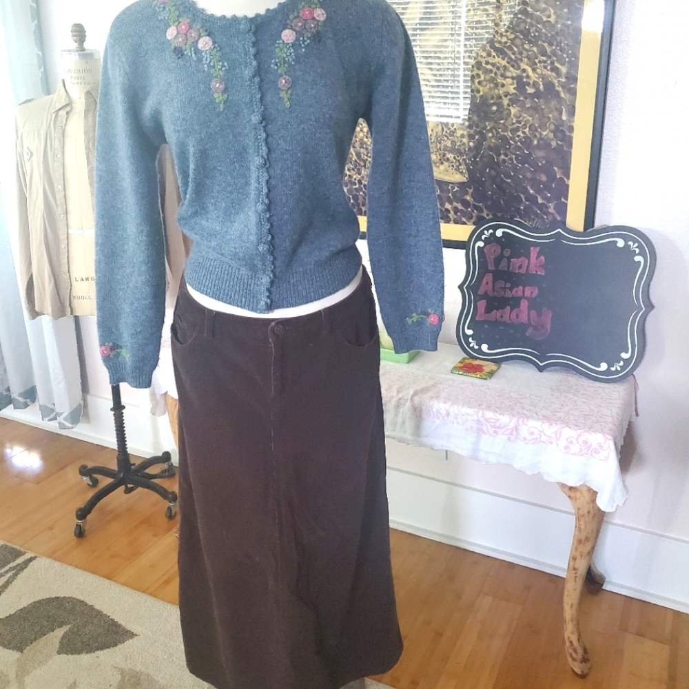 Long Brown Cord Skirt - Picture 1 of 6